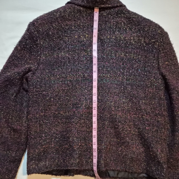 Talbots Purple Textured Tweed Wool Blend Blazer Jacket Size 14P - Picture 7 of 8
